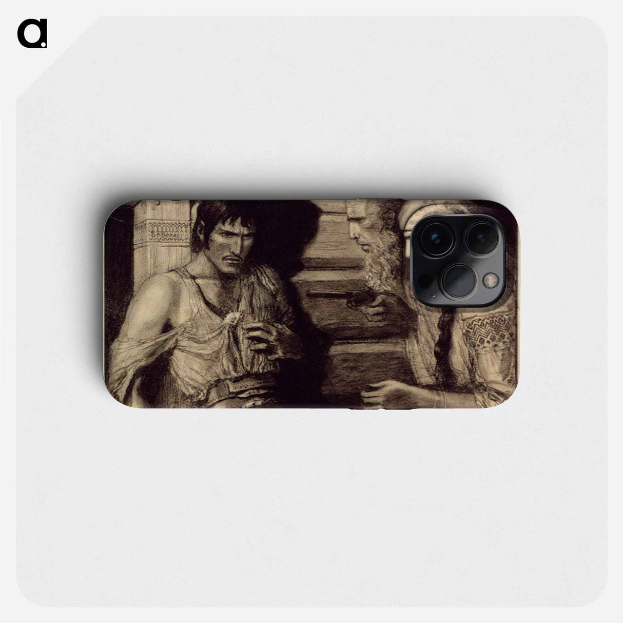 Old man and girl in Slav costume pointing pistol at man by Wladyslaw Theodore Benda - Wladyslaw Theodore Benda Phone Case.