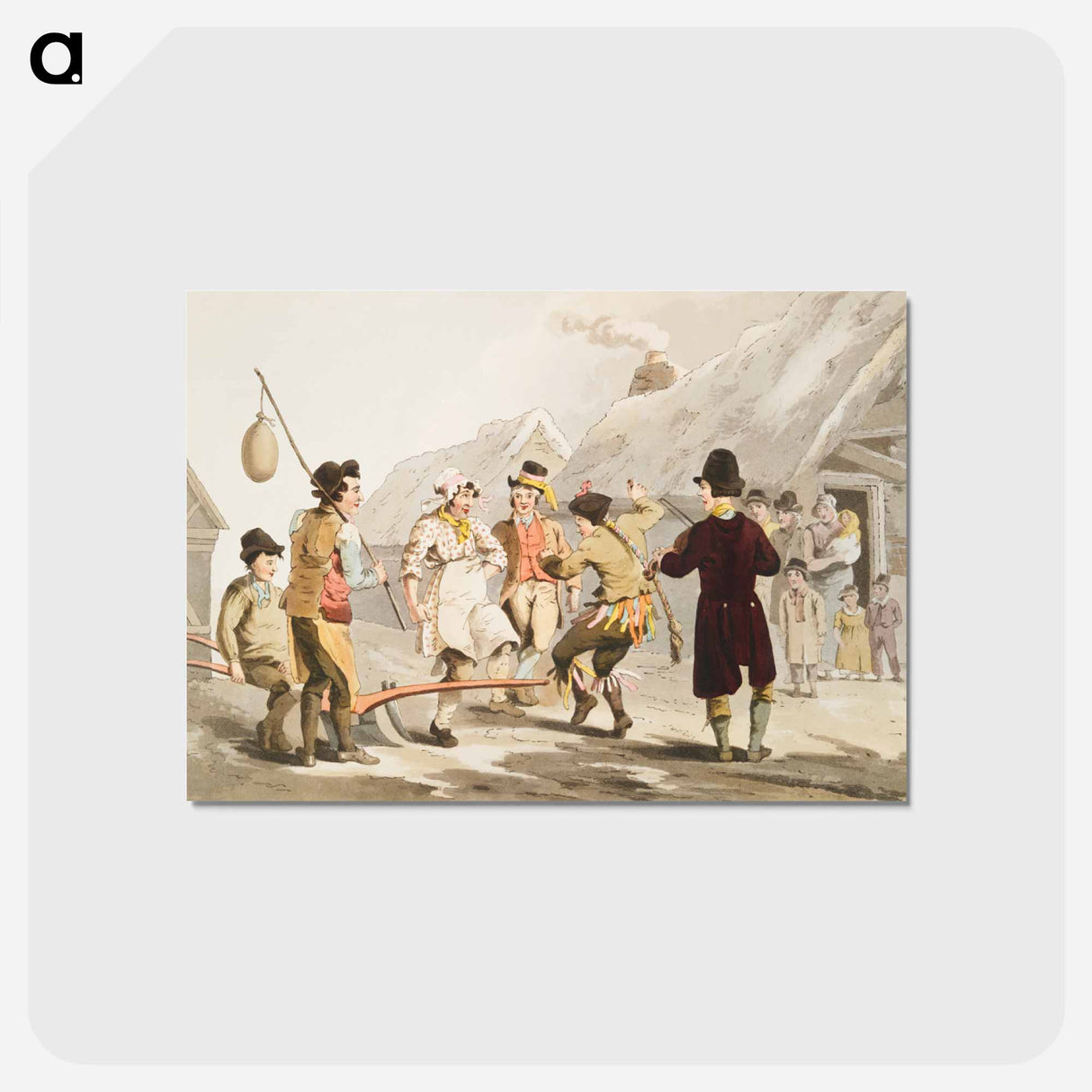 Illustration of the fool plough - 19世紀のヨークシャー Postcard.