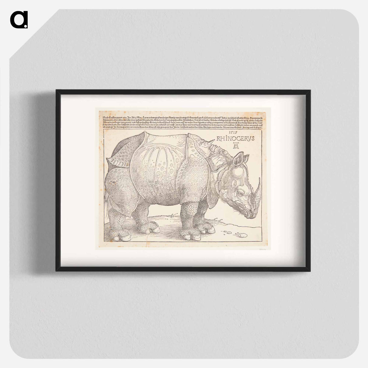 The rhinoceros - アルブレヒト デューラー Poster.