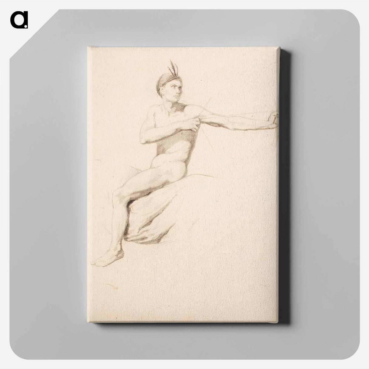 Jousi mukanaan ratsastava alaston mies - アンダース エクマン Canvas.