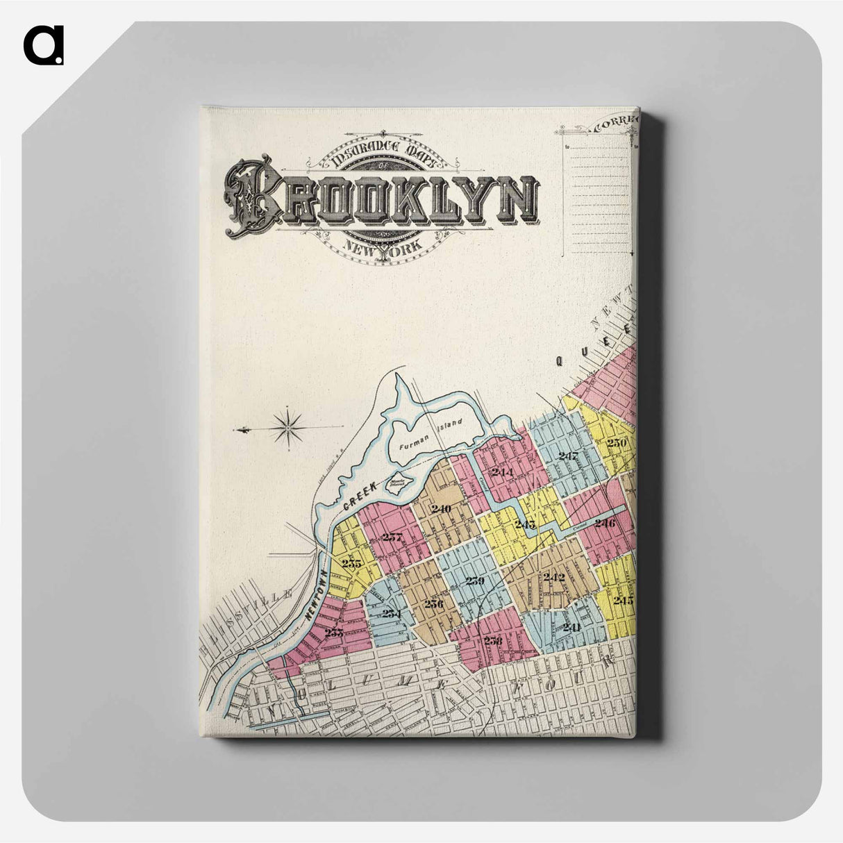 Sanborn Fire Insurance Map from Brooklyn, Kings County, New York - アンティーク地図 Canvas.