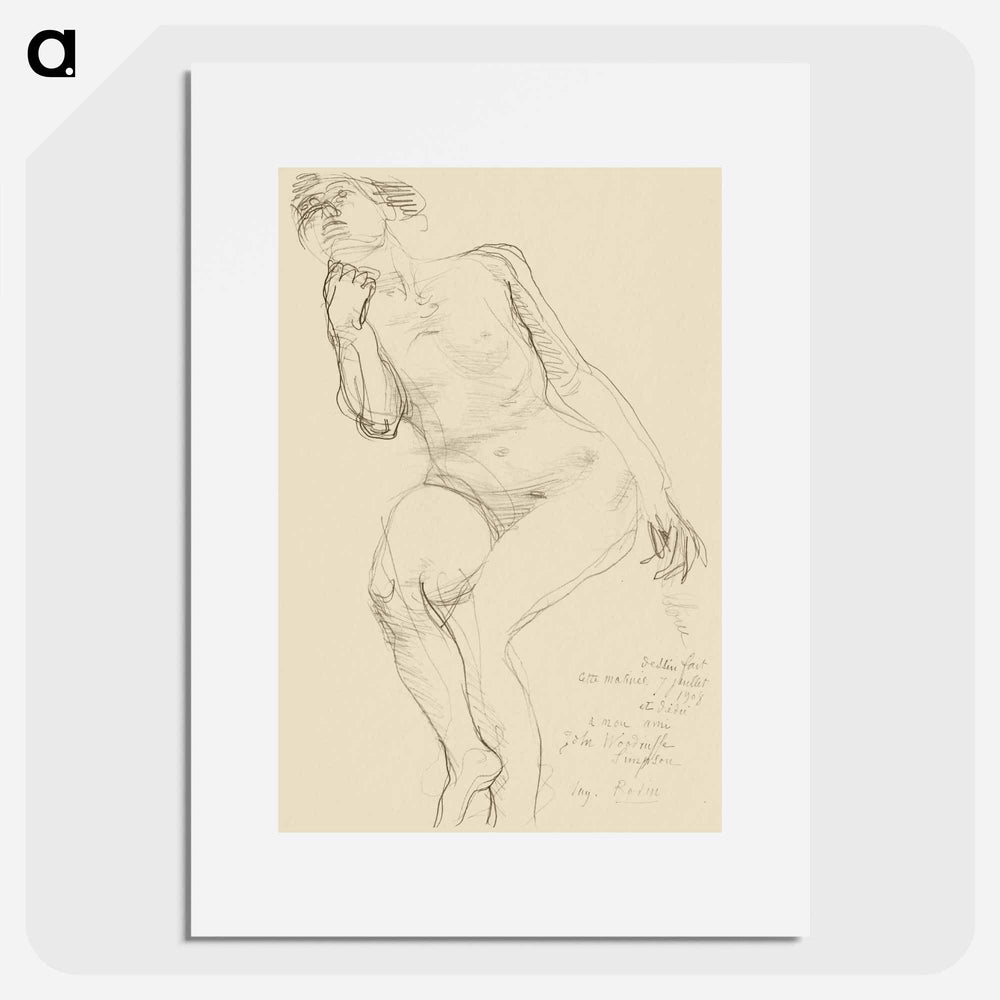 Seated Female Nude Leaning to the Left - Auguste Rodin Poster.