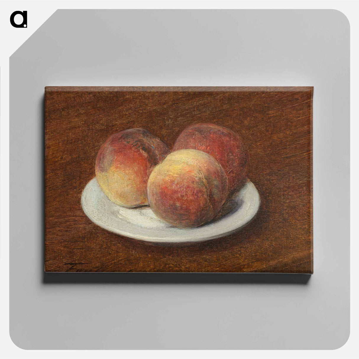 Three Peaches on a Plate - アンリ ファンタン ラトゥール Canvas.