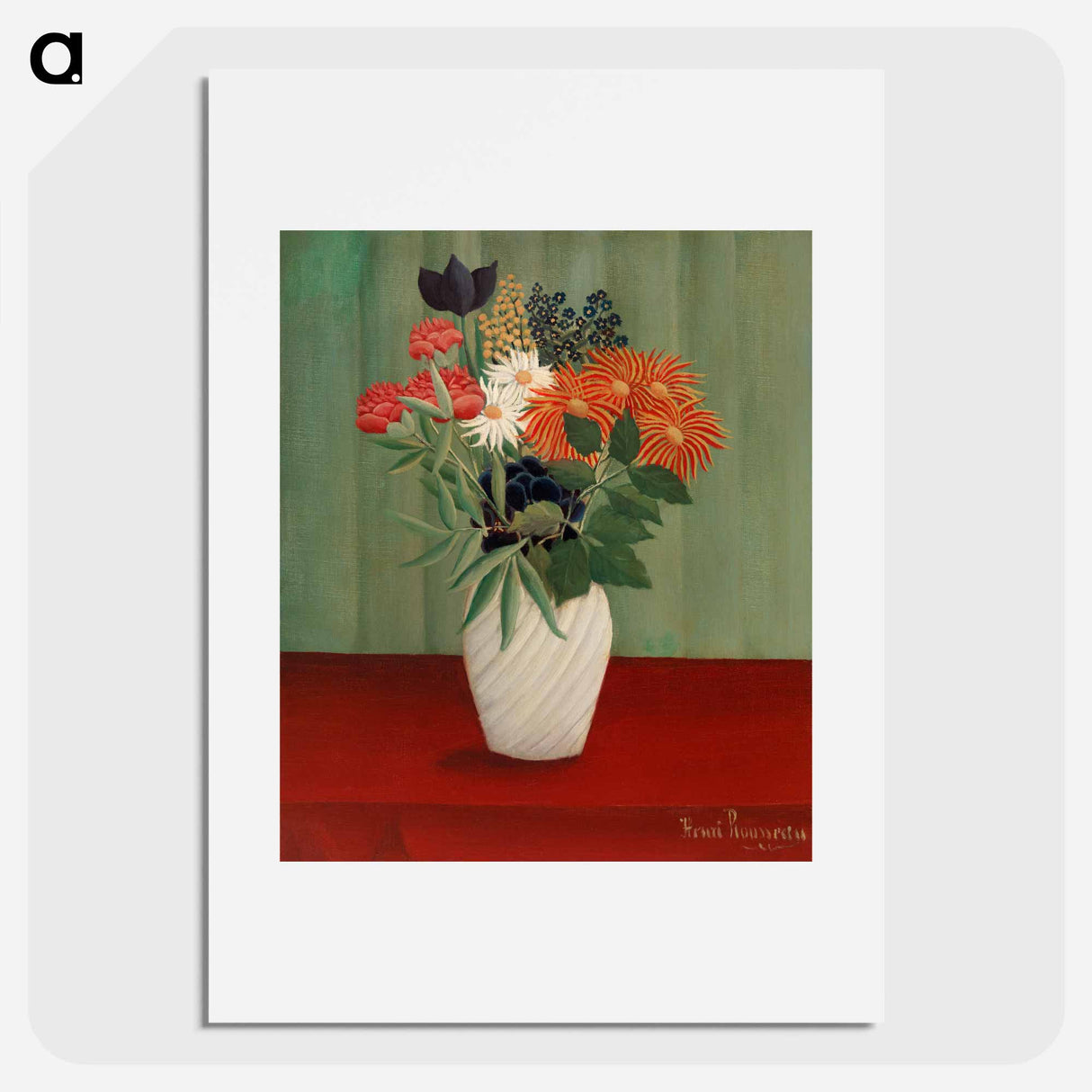 アートポスター-Bouquet of Flowers with China Asters and Tokyos - アンリ ルソー Poster.