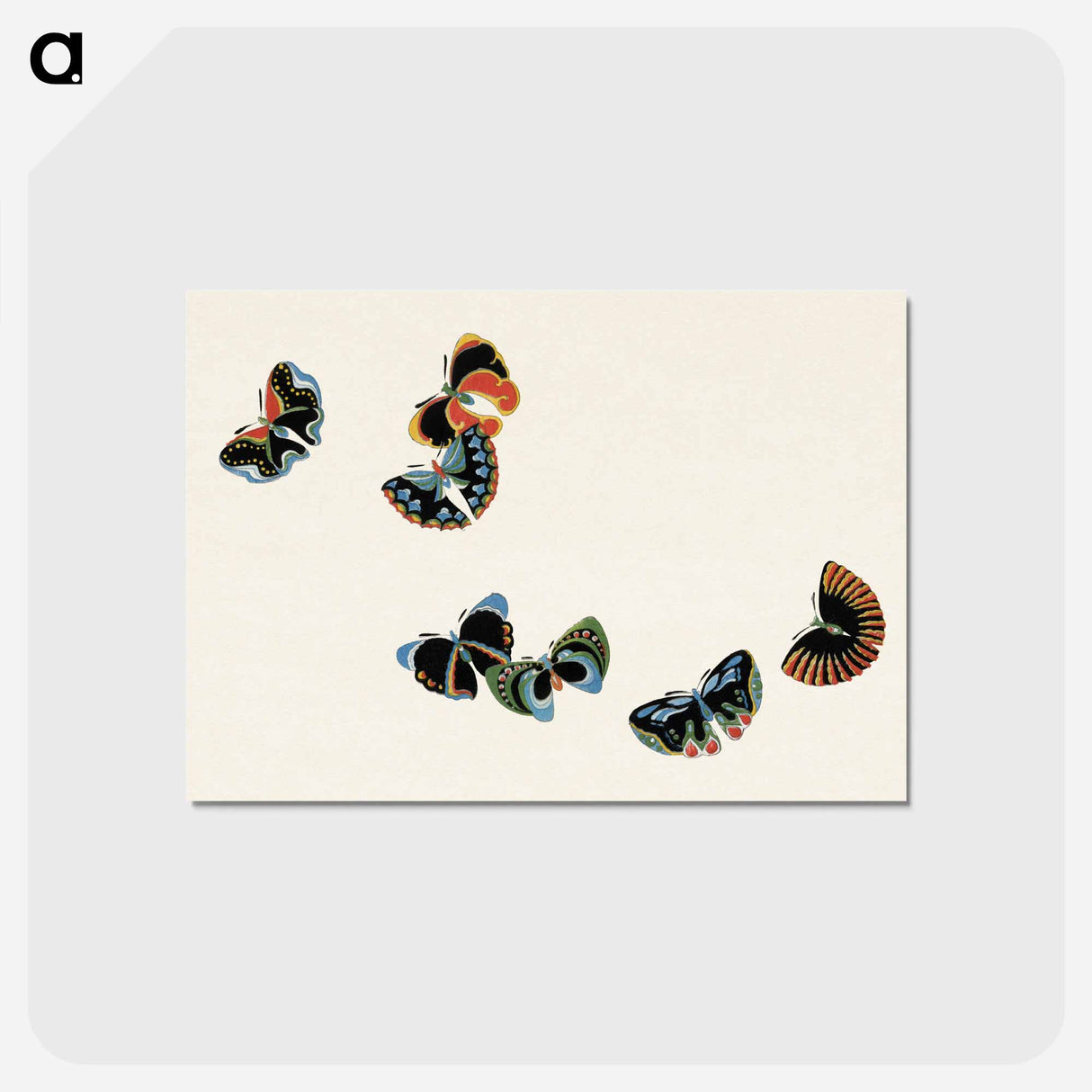 アートポストカード-One Thousand Butterflies - 神坂 雪佳 Postcard.