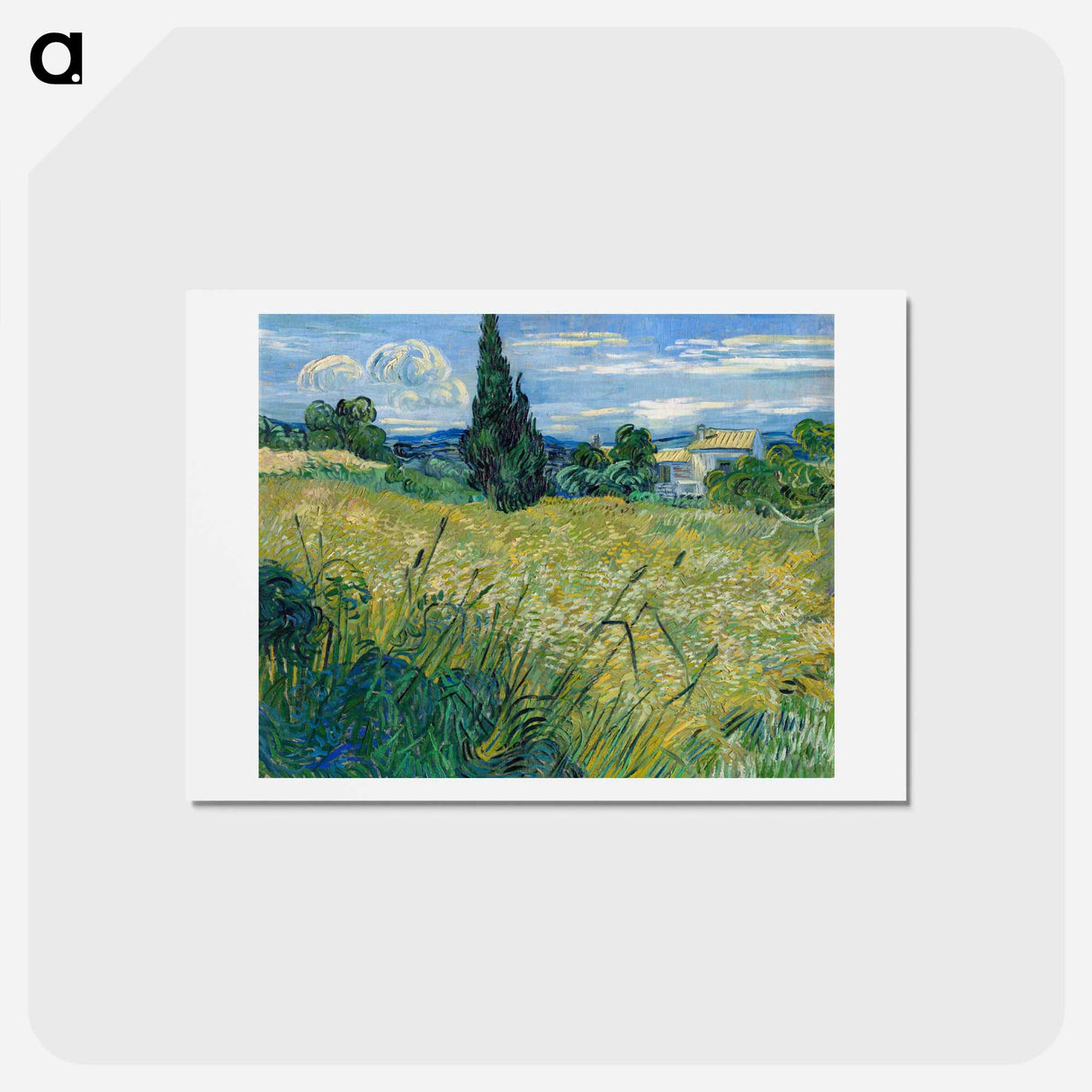 アートポストカード-Green Wheat Field with Cypress - フィンセント ファン ゴッホ Postcard.