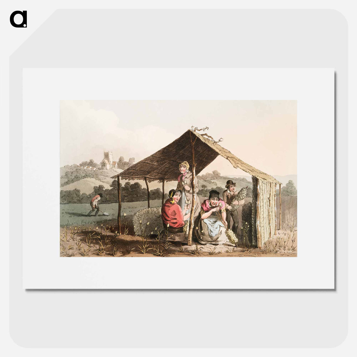 Illustration of teasel field - 19世紀のヨークシャー Poster.