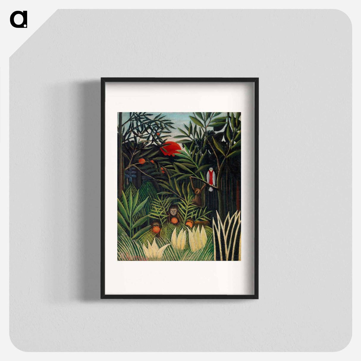 アートポスター-Monkeys and Parrot in the Virgin Forest - アンリ ルソー Poster.