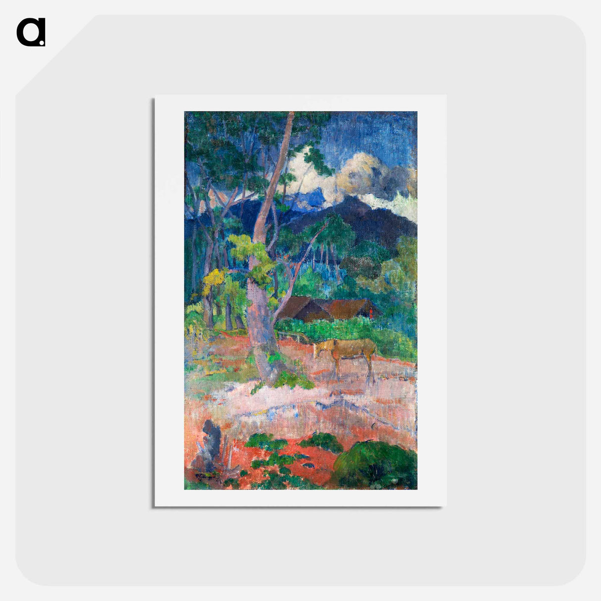 アートポストカード-Landscape with a Horse - ポール ゴーギャン Postcard.