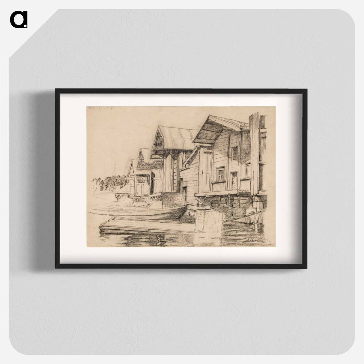 Riverside warehouses in porvoo - アルフレッド ウィリアム フィンチ Poster.