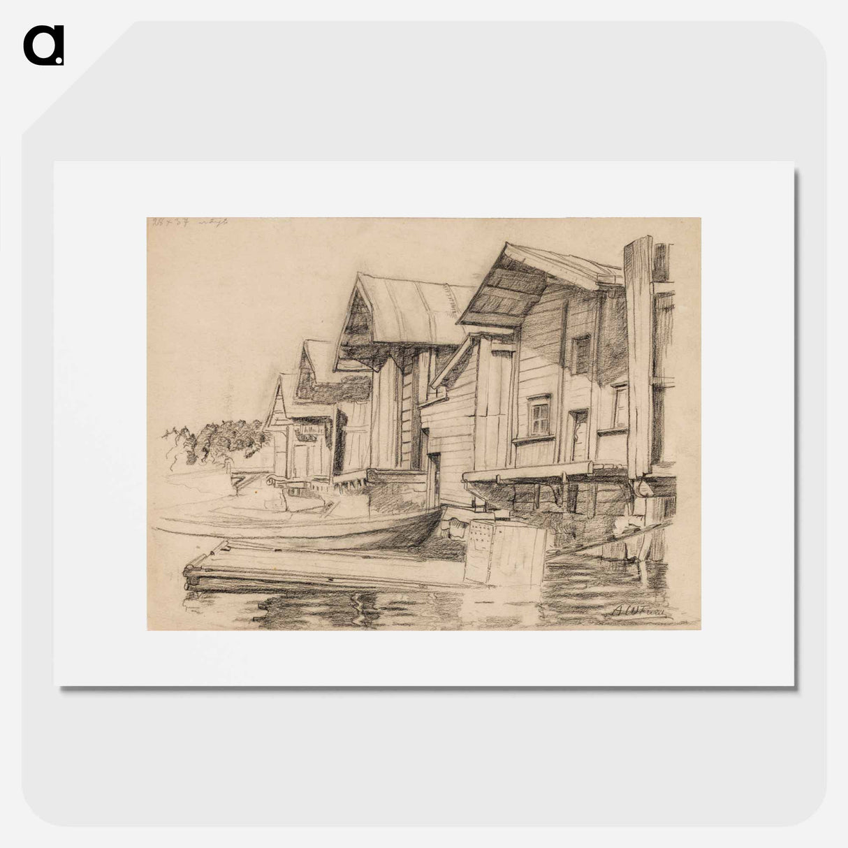 Riverside warehouses in porvoo - アルフレッド ウィリアム フィンチ Poster.