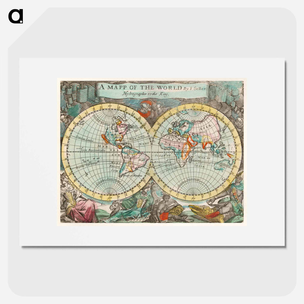 アートポスター-A mapp of the world - アンティーク地図 Poster.