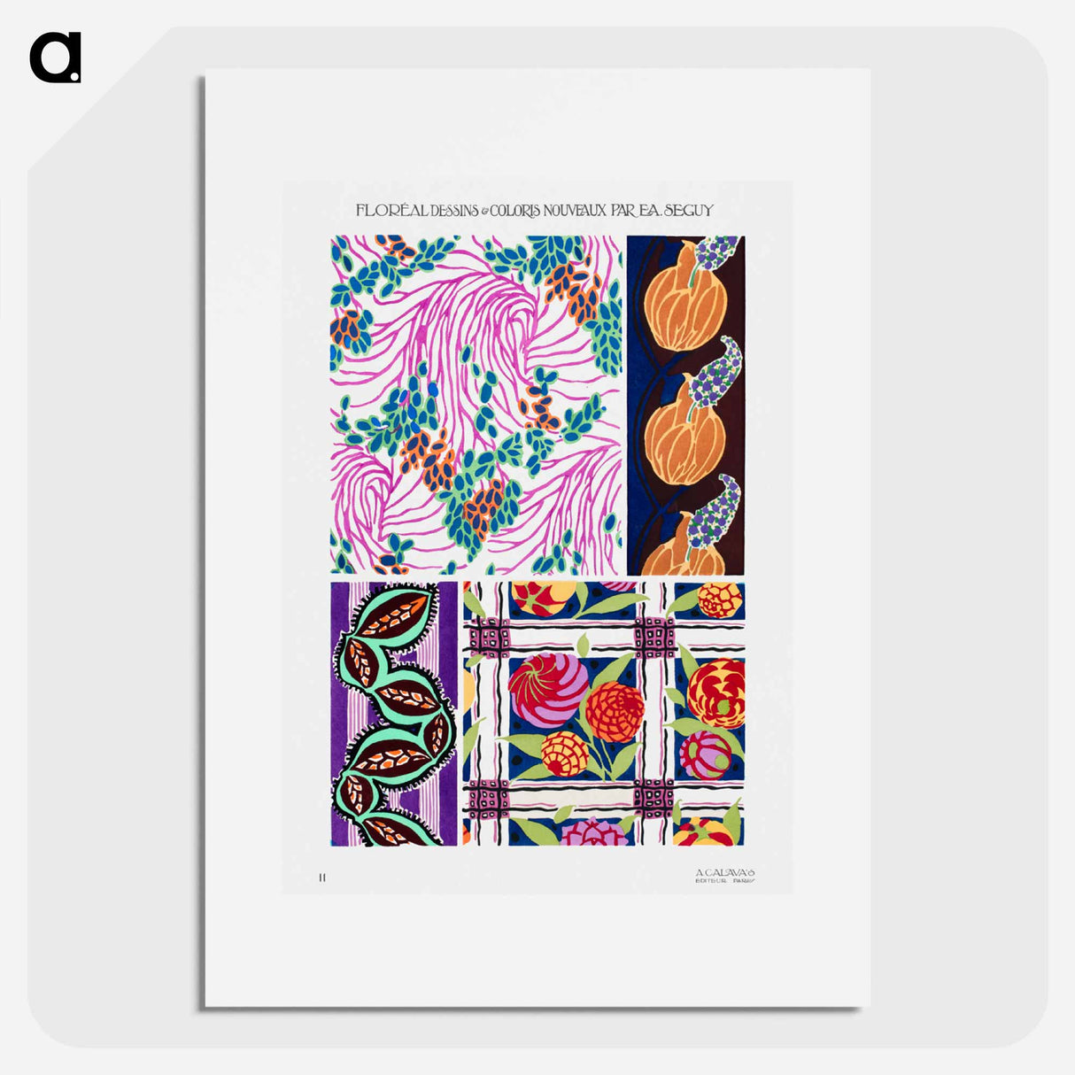 Art deco pattern, art nouveau painting, plate no. 11. - E.A.セギー Poster.