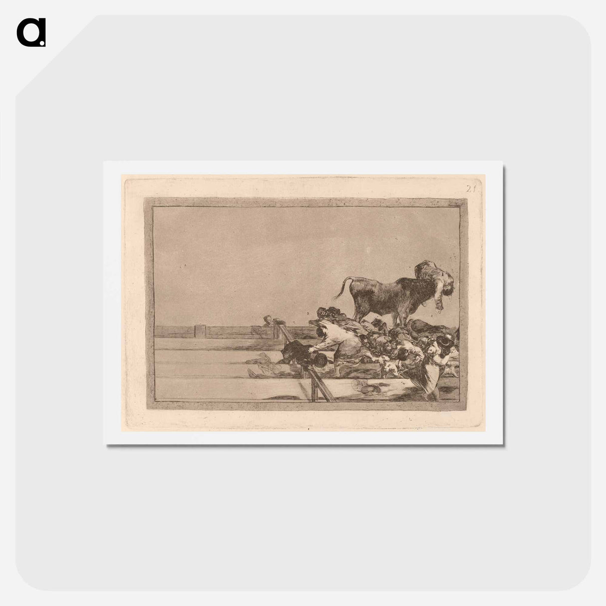 アートポストカード-Goya - Desgracias acaecidas en el tendido de la plaza de Madrid, y muerte del alcalde de Torrejón - フランシスコ デ ゴヤ Postcard.