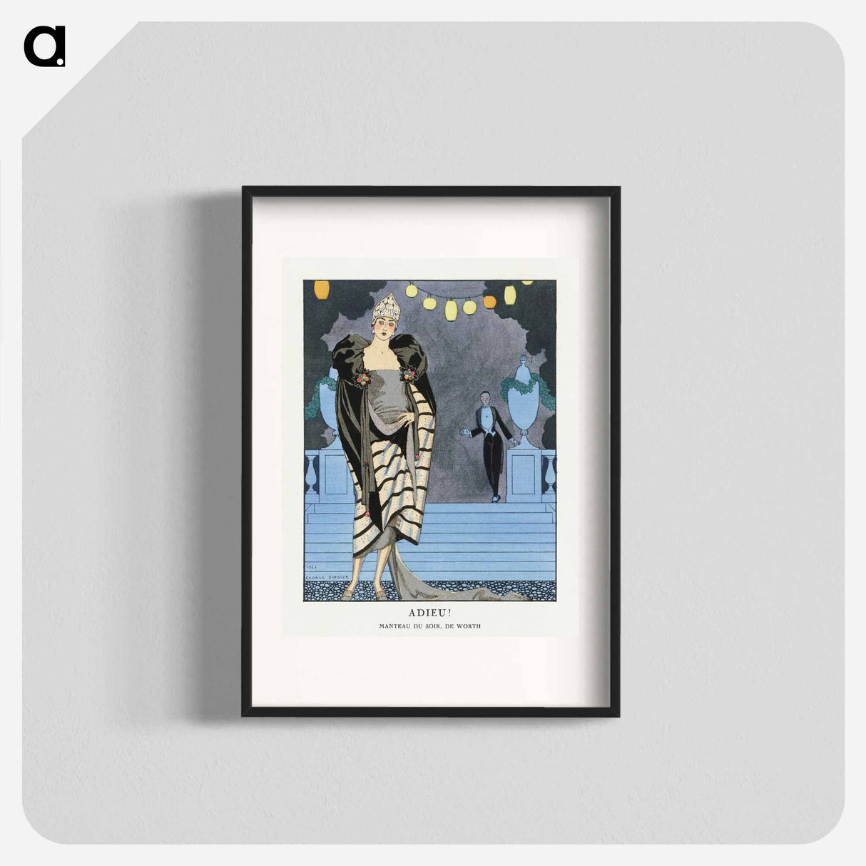 Adieu! / Manteau du soir, de Worth from Gazette du Bon Ton. Art – Modes & Frivolités: Evening Attire No. 4 Pl. 28 - Georges Barbier Poster.