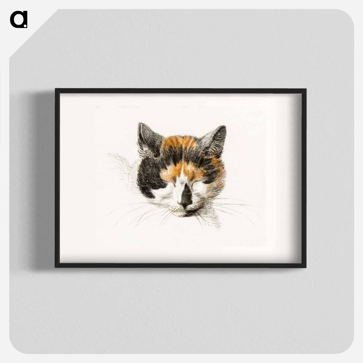 Head of a calico cat with closed eyes - Jean Bernard Poster.