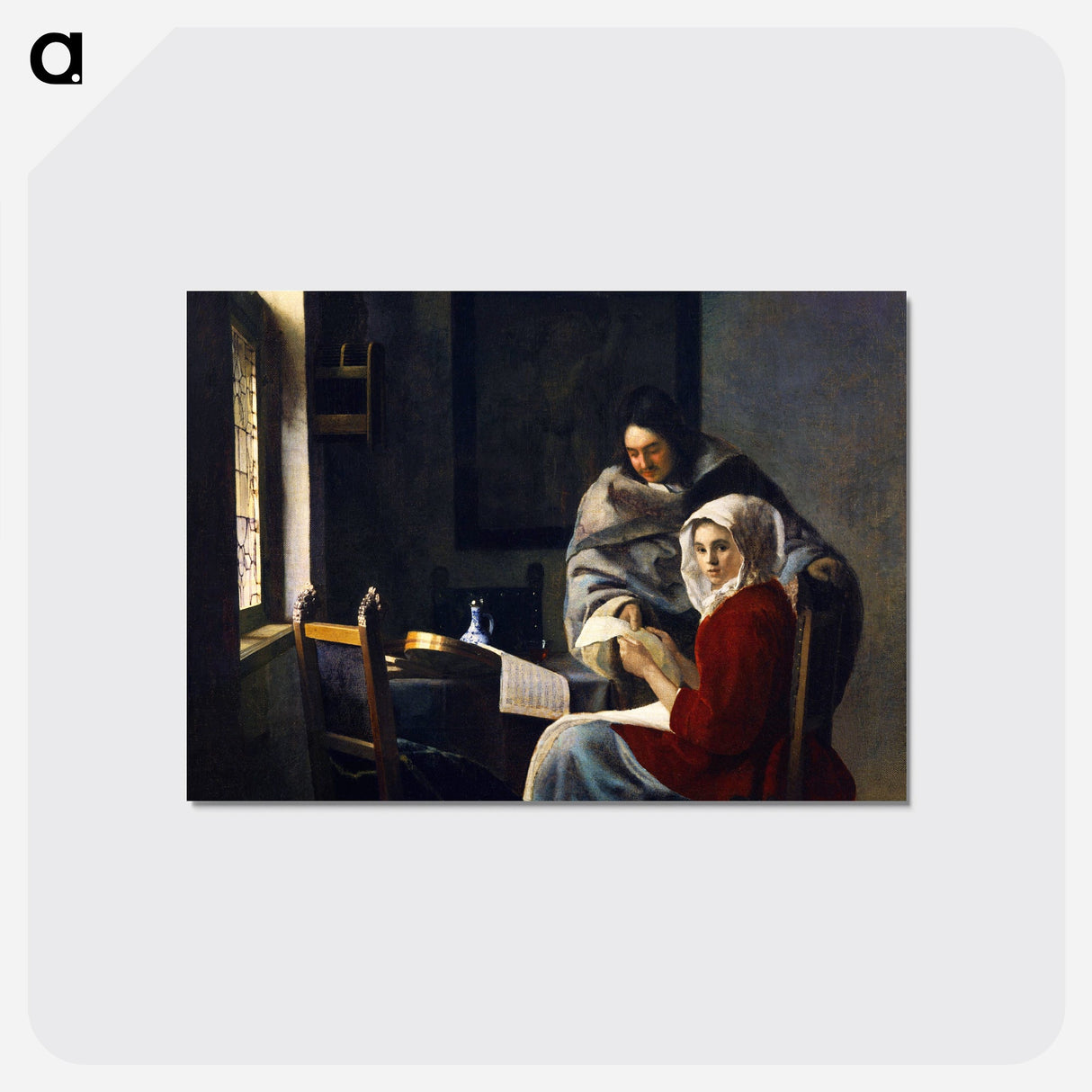 Girl Interrupted at Her Music - ヨハネス フェルメール Postcard.