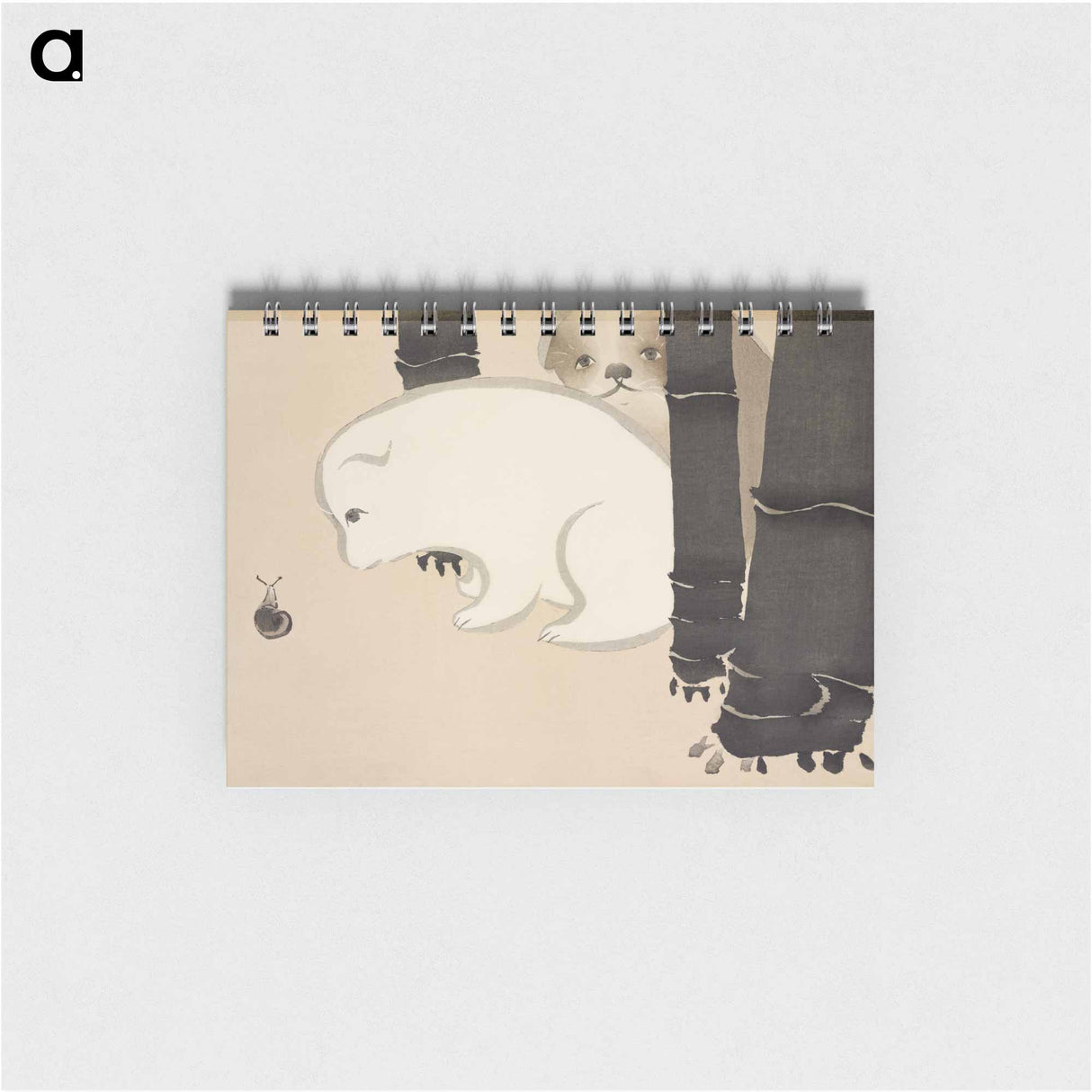 Dog and snail from Momoyogusa–Flowers of a Hundred Generations by Kamisaka Sekka - 神坂 雪佳 Memo.