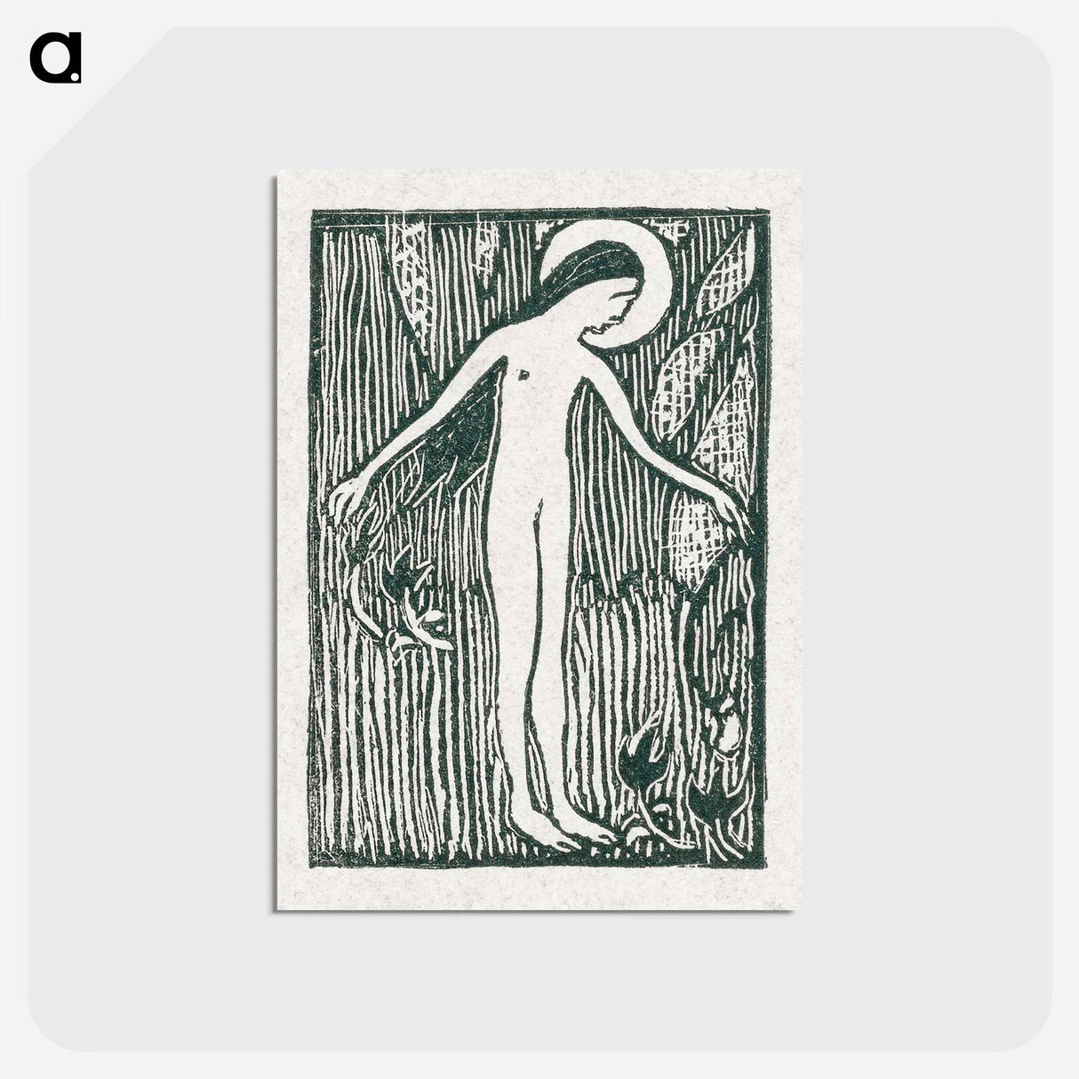 アートポストカード-A naked woman illustration for a poetry collection by Paul Verlaine - モーリス ドニ Postcard.