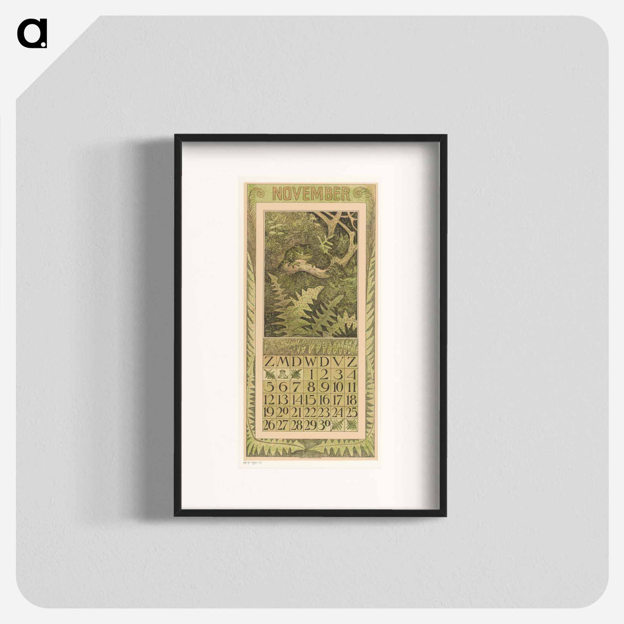 Calendar November with Kikker - Theo Van Hoytema Poster.