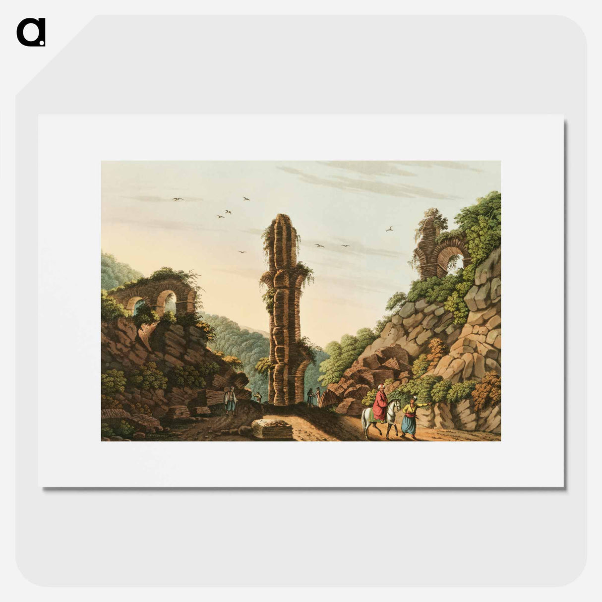 アートポスター-Ancient Aqueduct in Samos from Views in the Ottoman Dominions, in Europe, in Asia, and some of the Mediterranean islands - オスマン帝国領内の景色 Poster.
