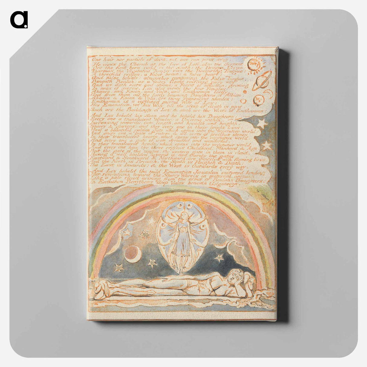 アートパネル-Jerusalem, Plate 14, "One hair nor particle of dust...." - ウィリアム ブレイク Canvas.