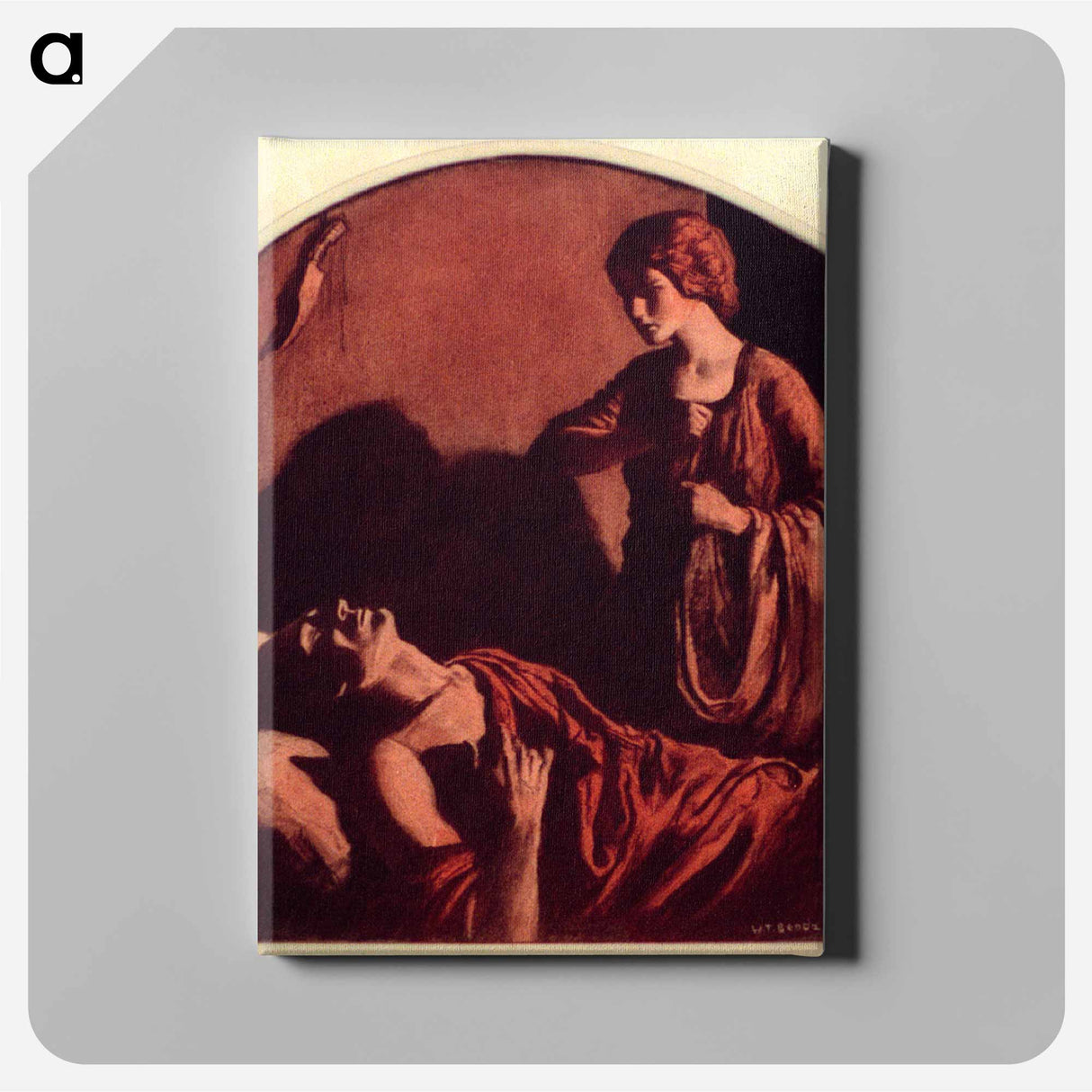 I opened the mosquito curtains, Millicent explained: he was lying on his back - Wladyslaw Theodor Benda Canvas.