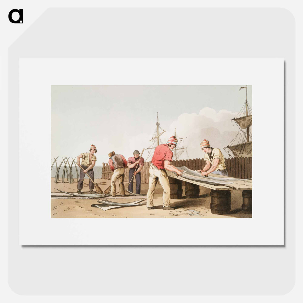 Illustration of whalebone scrapers - 19世紀のヨークシャー Poster.