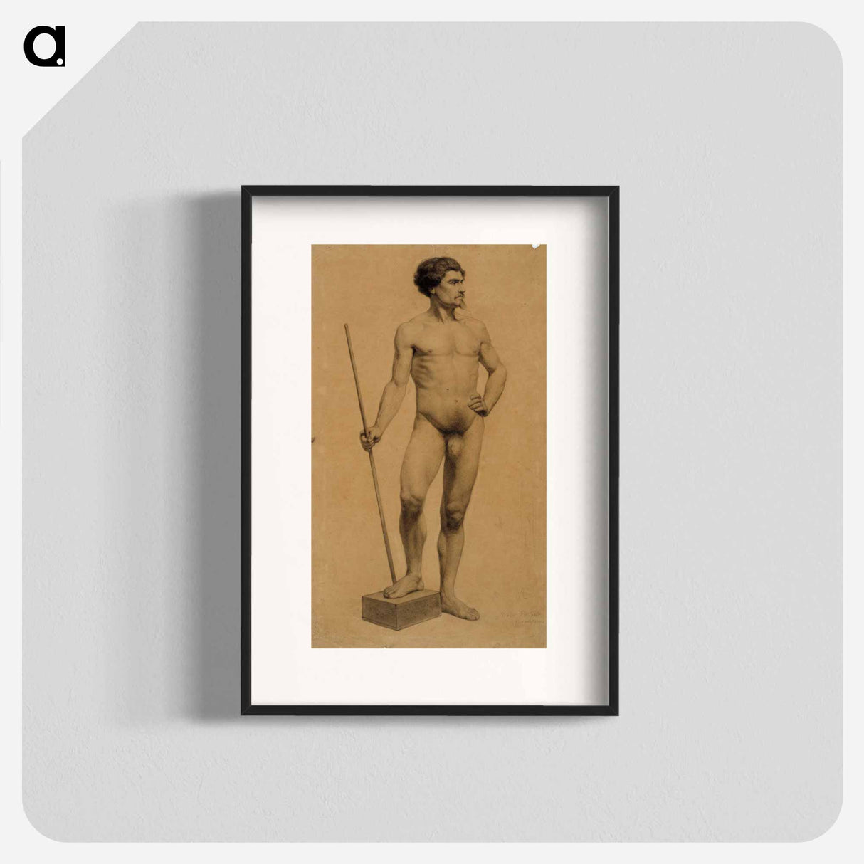 Standing nude man, academy study - アルバート エーデルフェルト Poster.