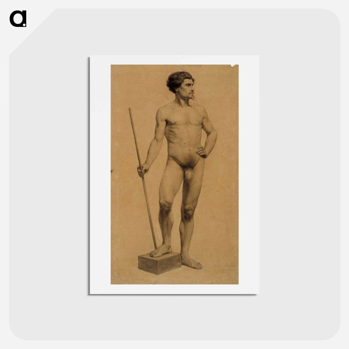 Standing nude man, academy study - アルバート エーデルフェルト Postcard.