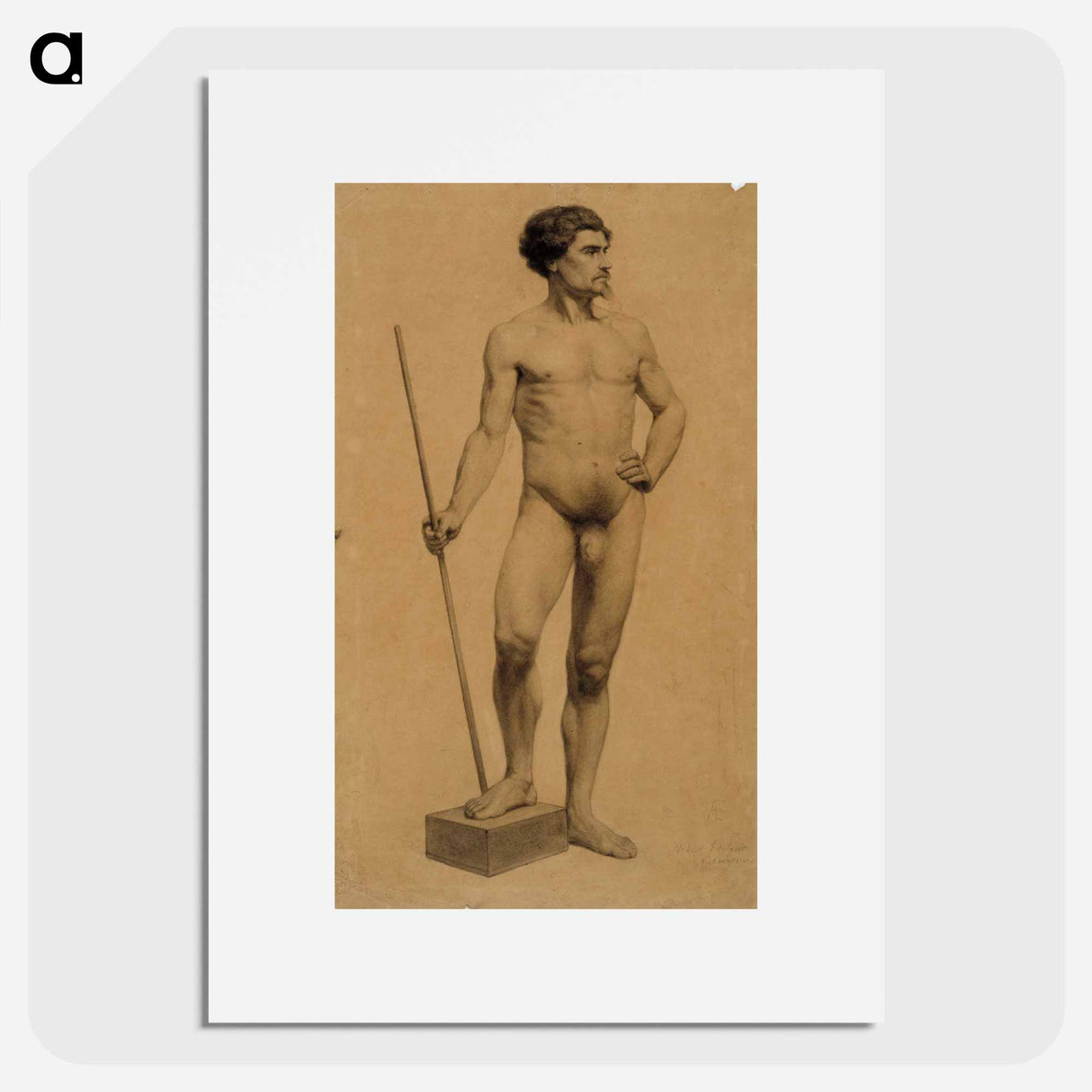 Standing nude man, academy study - アルバート エーデルフェルト Poster.