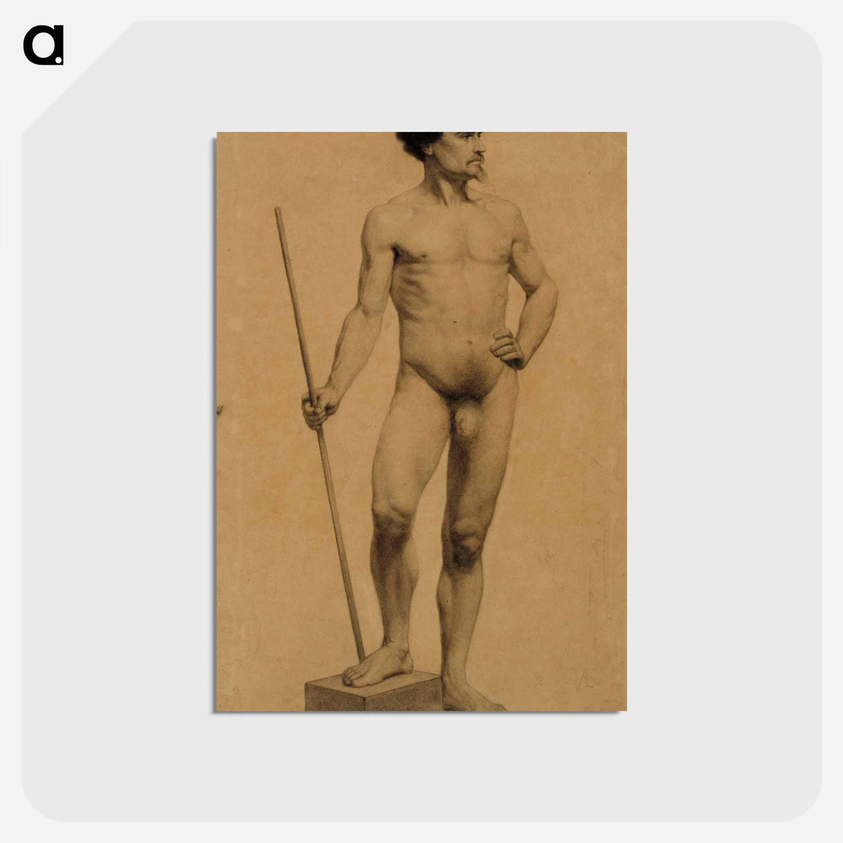 Standing nude man, academy study - アルバート エーデルフェルト Postcard.