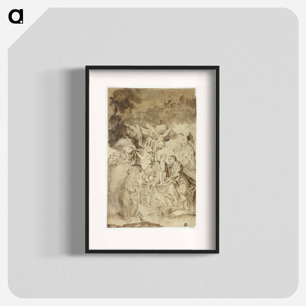 Female Saint Beholding Vision of Christ Child and Saint Joseph - エル グレコ Poster.