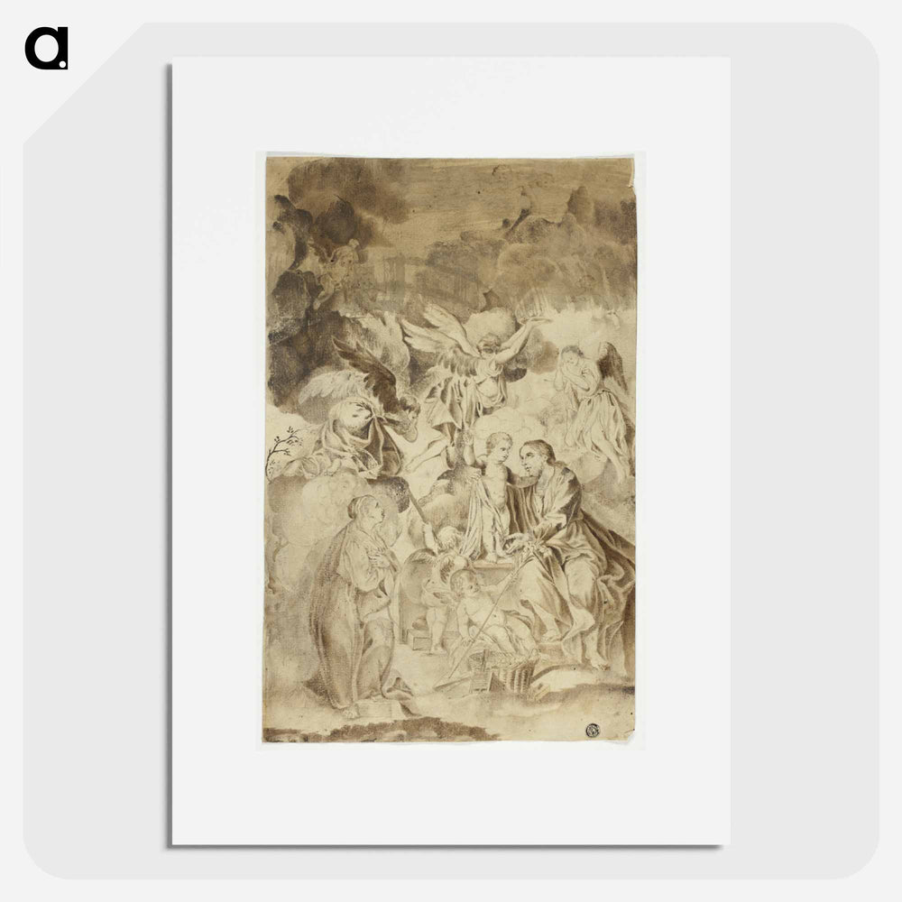 Female Saint Beholding Vision of Christ Child and Saint Joseph - エル グレコ Poster.