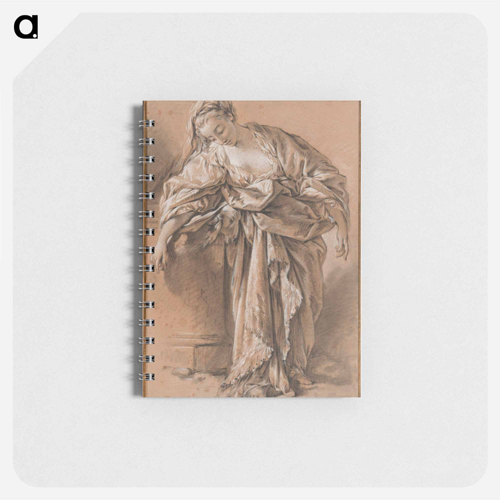 Study of a Draped Woman Leaning on a Pedestal - フランソワ ブーシェ Memo.
