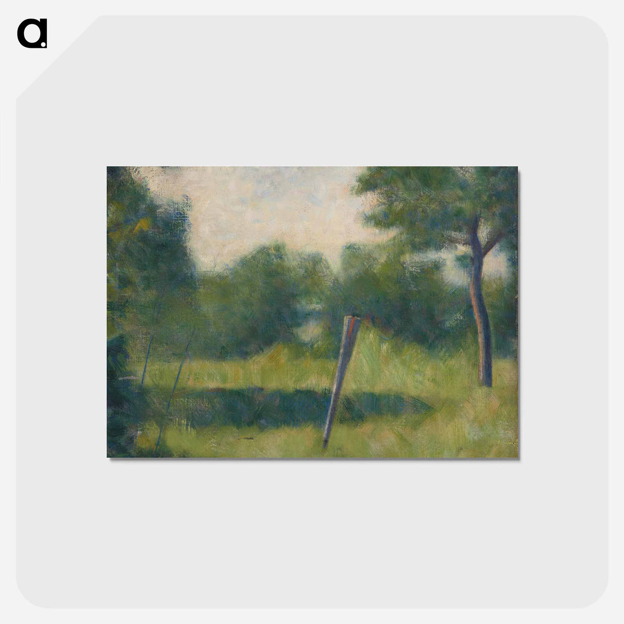 アートポストカード-Paysage au piquet - ジョルジュ スーラ Postcard.