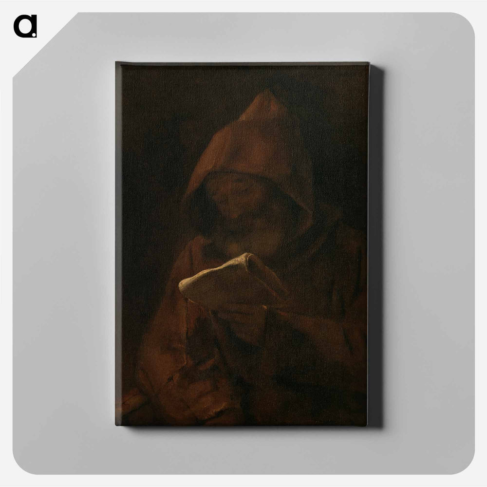 Monk reading - レンブラント ファン レイン Canvas.