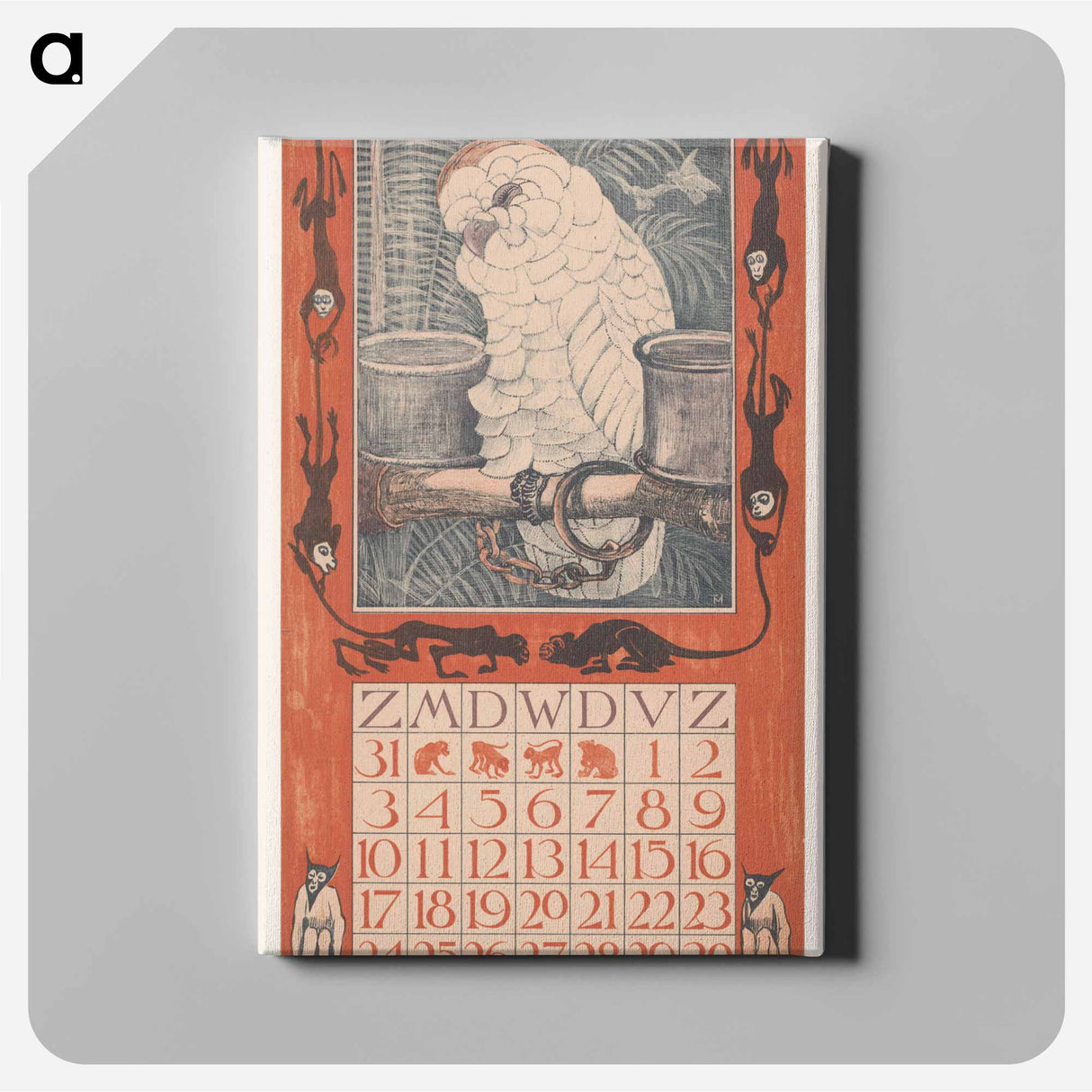 Calendar Augustus with Kaketoe - Theo Van Hoytema Canvas.