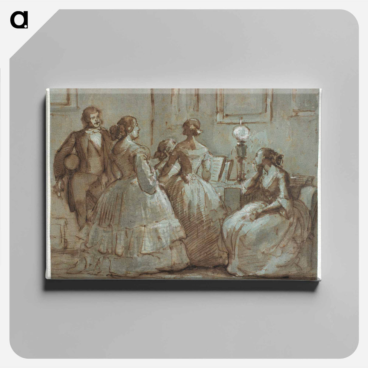 Copenhagen social scene that plays music by Wilhelm Marstrand - Wilhelm Marstrand Canvas.