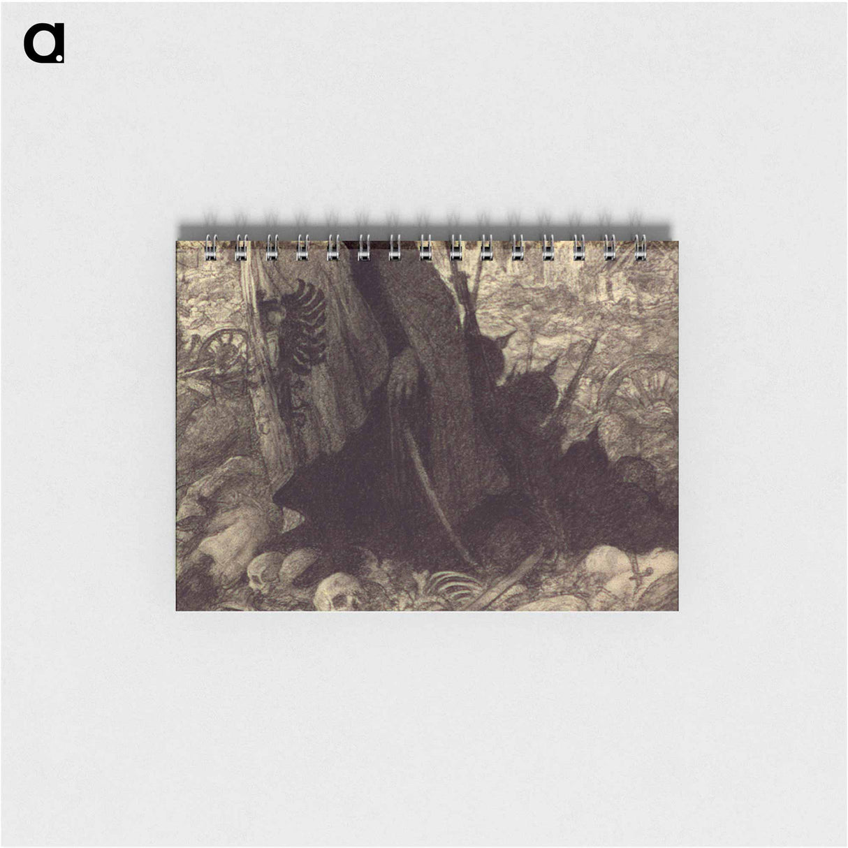 Two men with bowed heads in midst of war carnage by Wladyslaw Theodore Benda - ウワディスワフ テオドール ベンダ Memo.