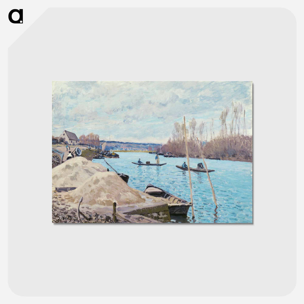 アートポストカード-The Seine at Port-Marly, Piles of Sand - アルフレッド シスレー Postcard.
