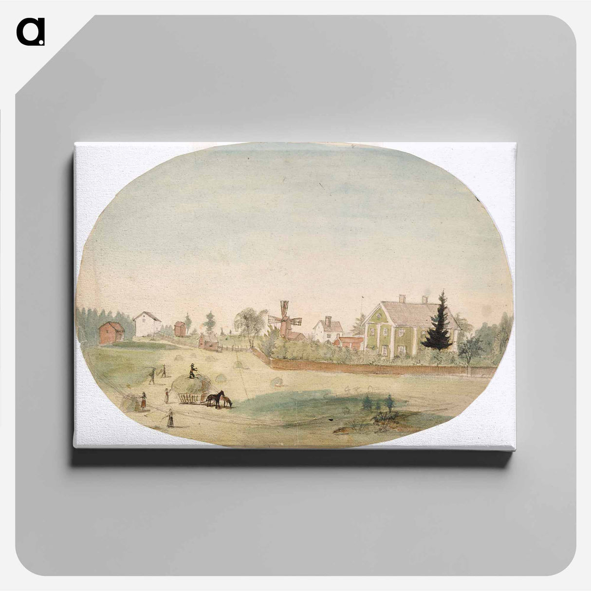 Heinäntekoa maalaistalon edustalla - アンダース エクマン Canvas.