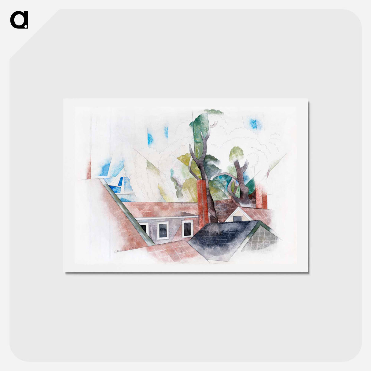 アートポストカード-Rooftops and Trees - チャールズ デムス Postcard.