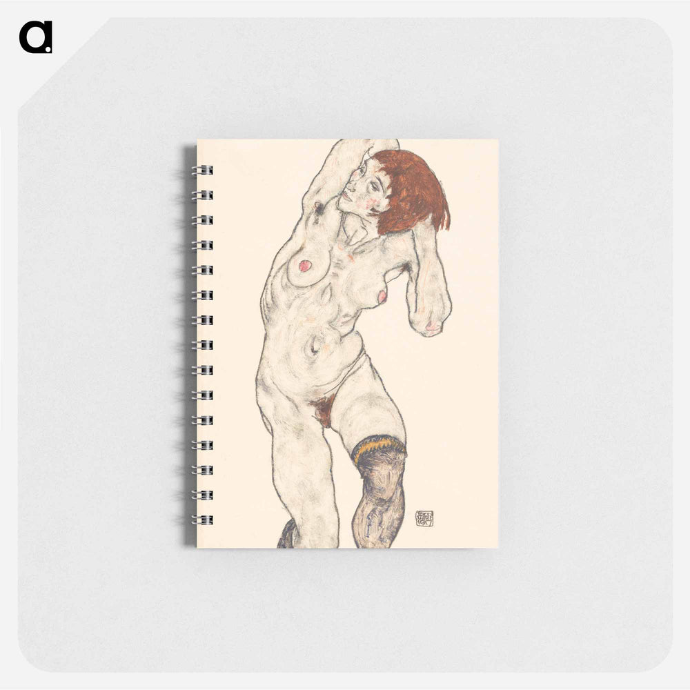 Naked lady. Nude in Black Stocking - エゴン シーレ Memo.