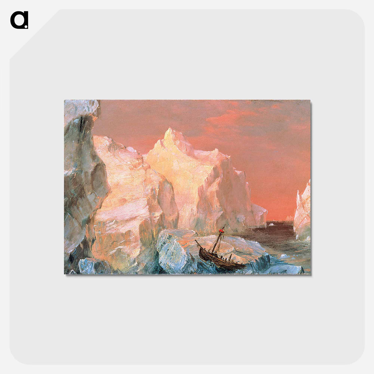 アートポストカード-Icebergs and Wreck in Sunset - フレデリック エドウィン チャーチ Postcard.