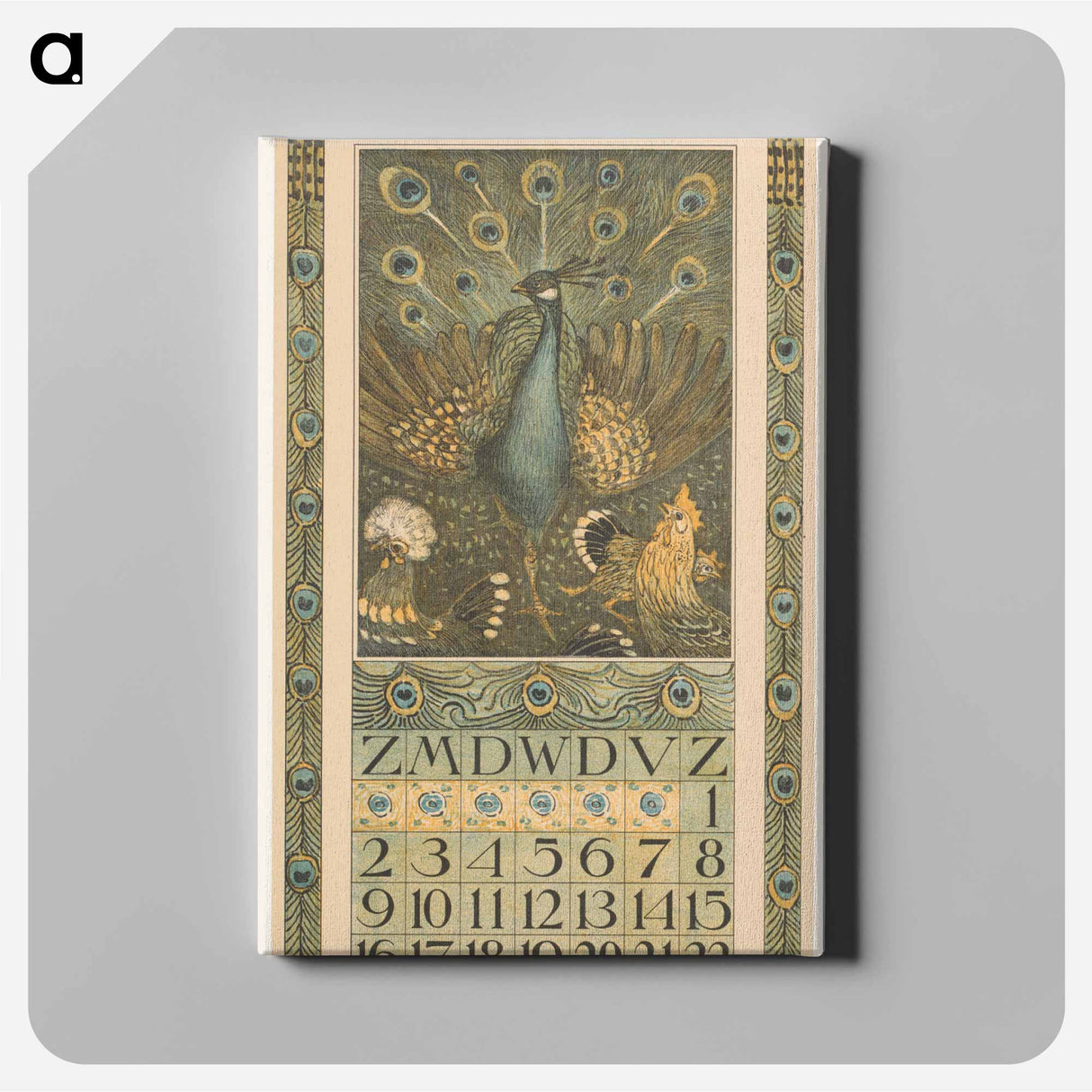 Kalenderblad januari met pauw en kippen - テオ ヴァン ホイテマ Canvas.