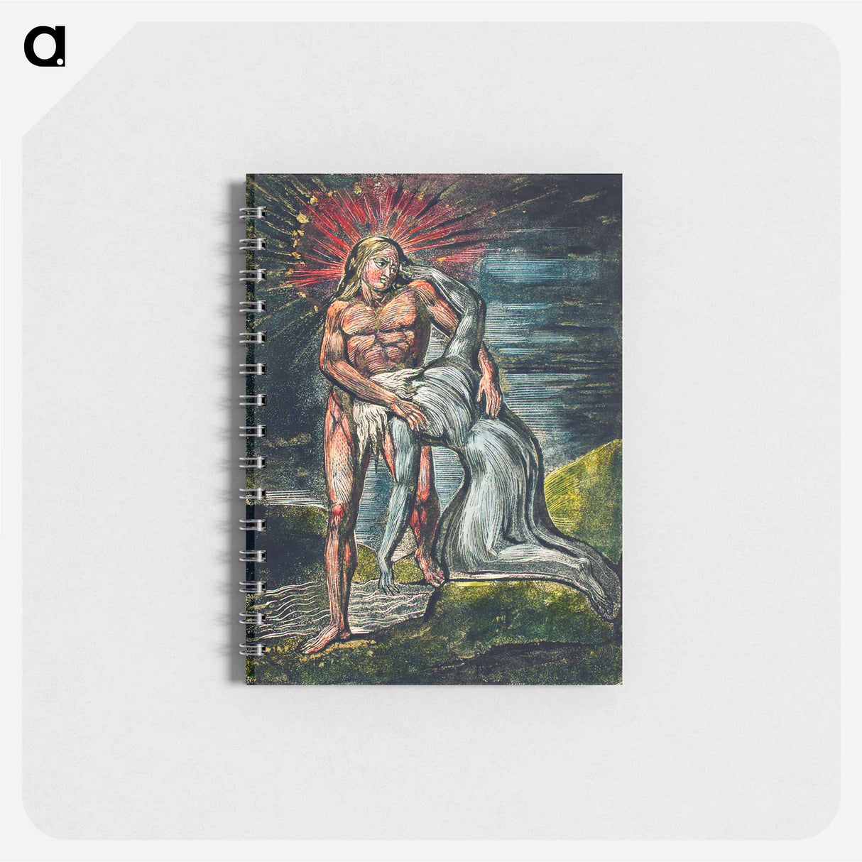 Two figures illustration from Milton: a Poem, To Justify the Ways of God to Men by William Blake - ウィリアム ブレイク Memo.