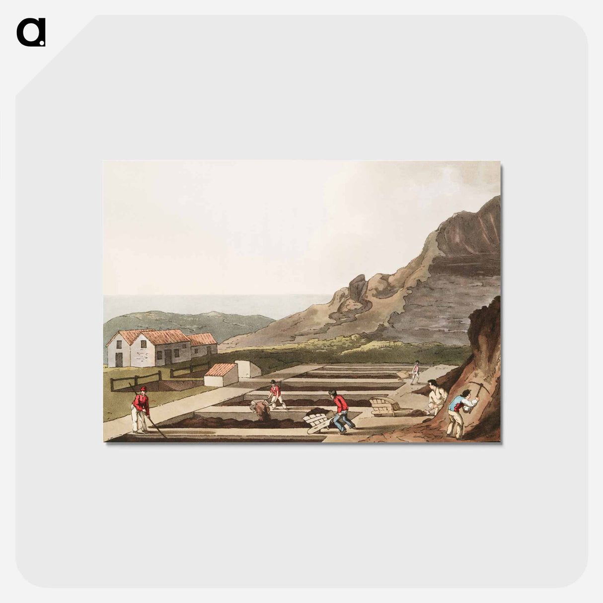 Illustration of alum works from The Costume of Yorkshire - 19世紀のヨークシャー Postcard.