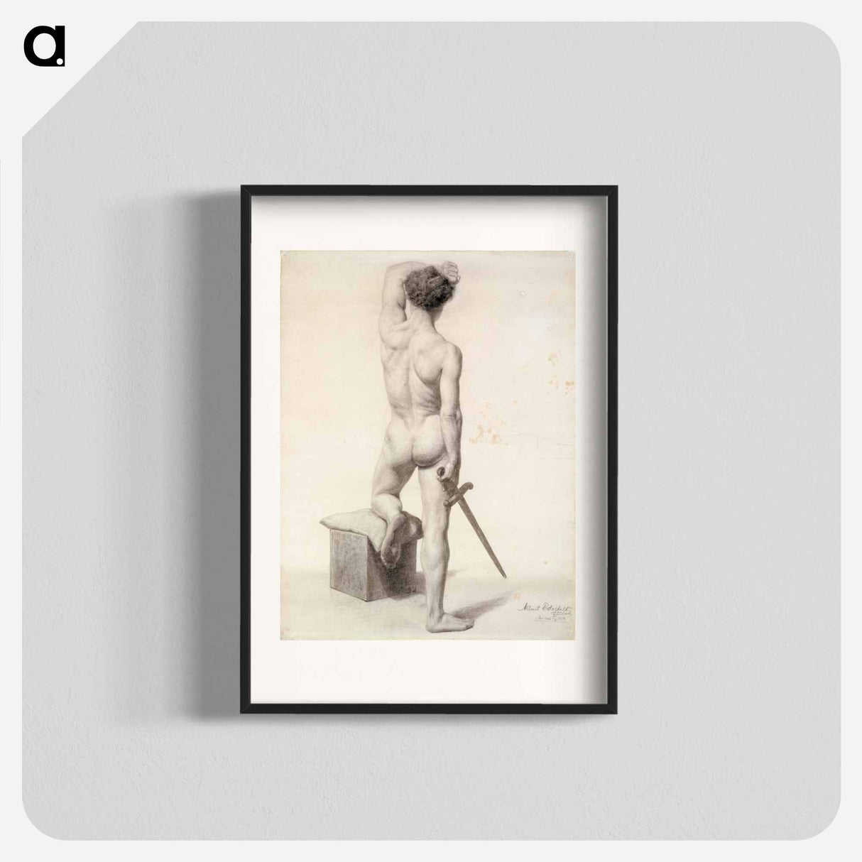 Seisova miesmalli, miekka kädessä, akatemiaharjoitelma - アルバート エーデルフェルト Poster.