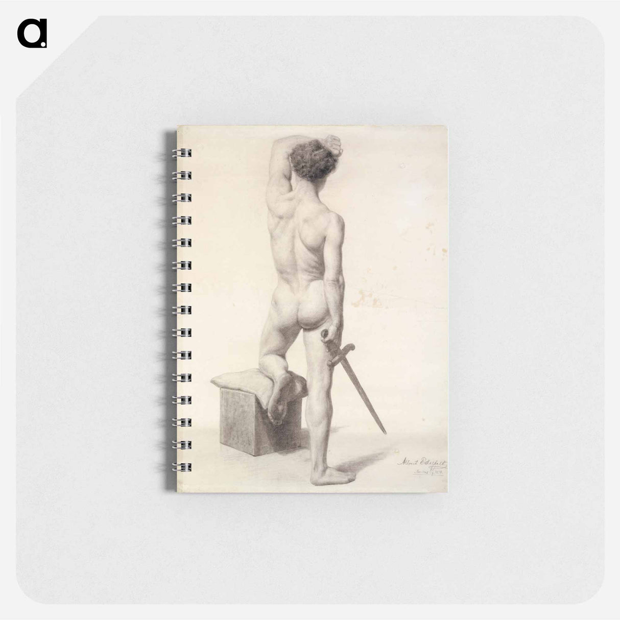 Seisova miesmalli, miekka kädessä, akatemiaharjoitelma - アルバート エーデルフェルト Memo.